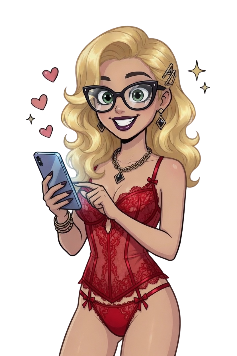 Illustration einer Bewerberin, die ihr Escort Profil am Smartphone vorbereitet